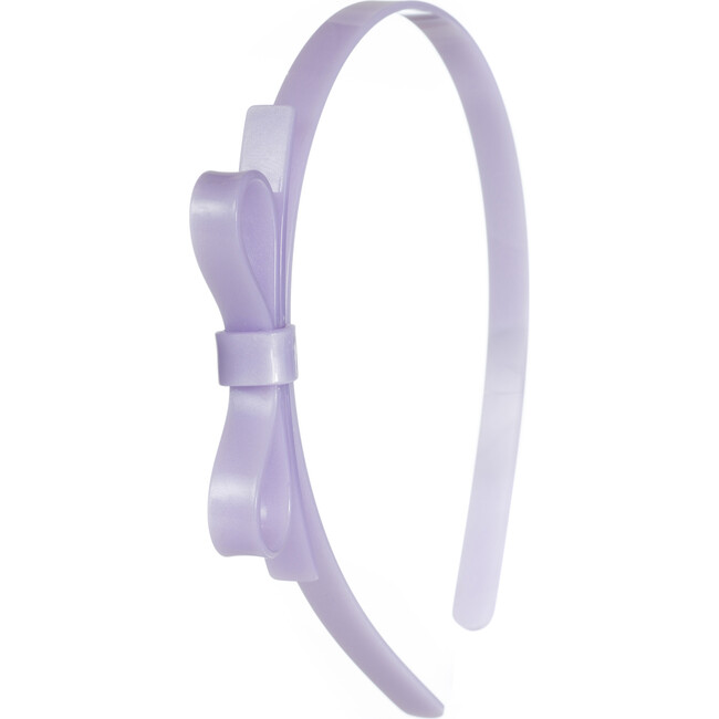 Thin Bow Headband, Satin Purple