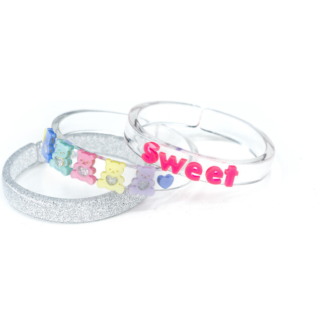 Sweet Bears Pearlized Bangles, Clear & Pastel Candy Colors (Set Of 3)