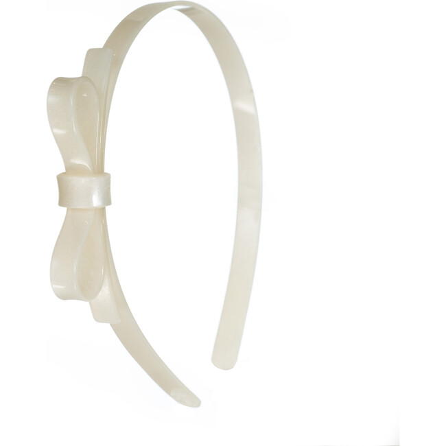 Thin Bow Headband, Pearl White