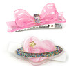 Heart Planet With Bow Pearlized Hair Clips, Pink (Set Of 2) - Hair Accessories - 1 - thumbnail