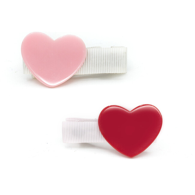 Heart Alligator Hair Clips, Red & Pink (Set Of 2)