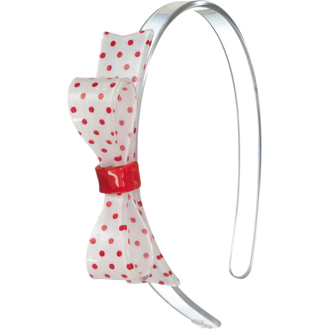 Bowtie Dotted Headband, Red & White