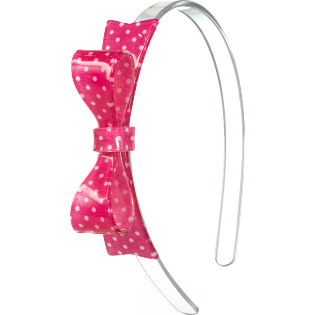 Bowtie Dotted Headband, Pink & White