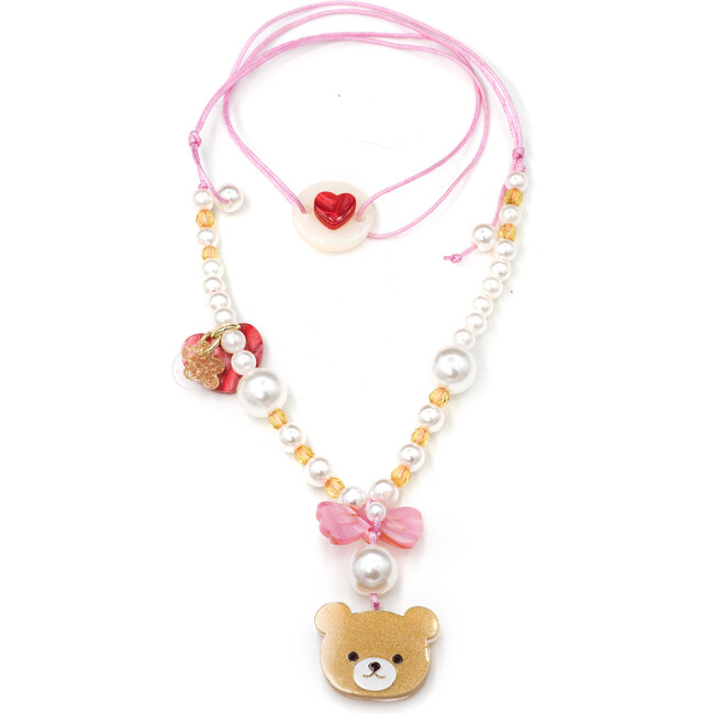 Bear Pendant Pearl Necklace, Multicolors