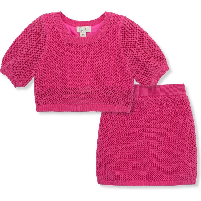 Crochet Skirt Set, Pink