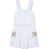 Embroidered Romper, White - Rompers - 1 - thumbnail