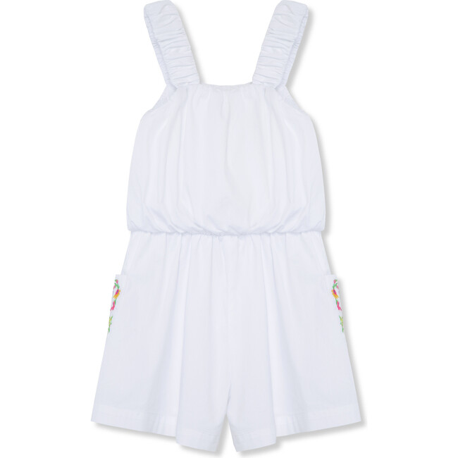 Embroidered Romper, White - Rompers - 2