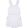 Embroidered Romper, White - Rompers - 2