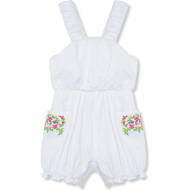 Baby Embroidered Romper, White