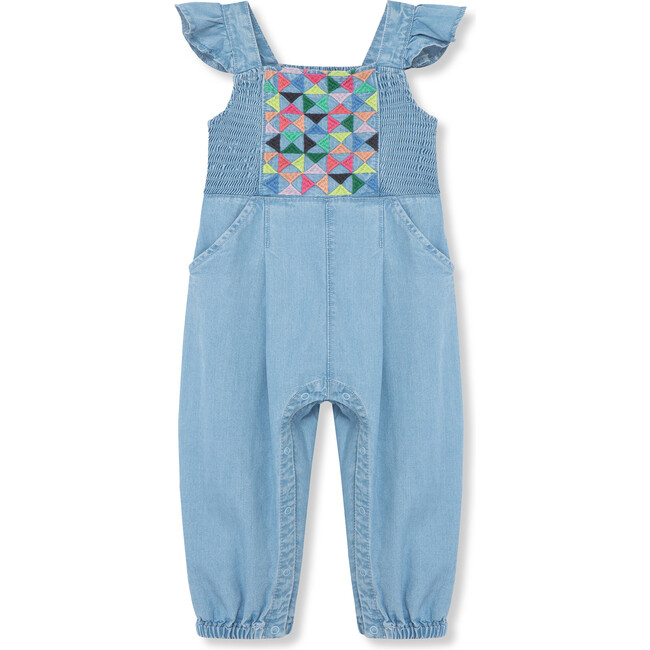 Baby Embroidered Jumpsuit, Chambray