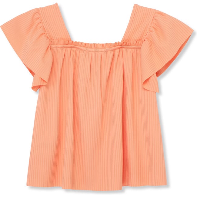 Ribbed Babydoll Top, Pale Orange - Blouses - 2