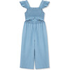 Embroidered Open Back Jumpsuit, Chambray - Rompers - 2