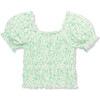 Ribbed Smocked Top, Green - Blouses - 2