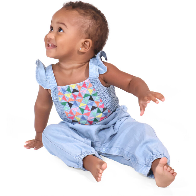 Baby Embroidered Jumpsuit, Chambray - Rompers - 4