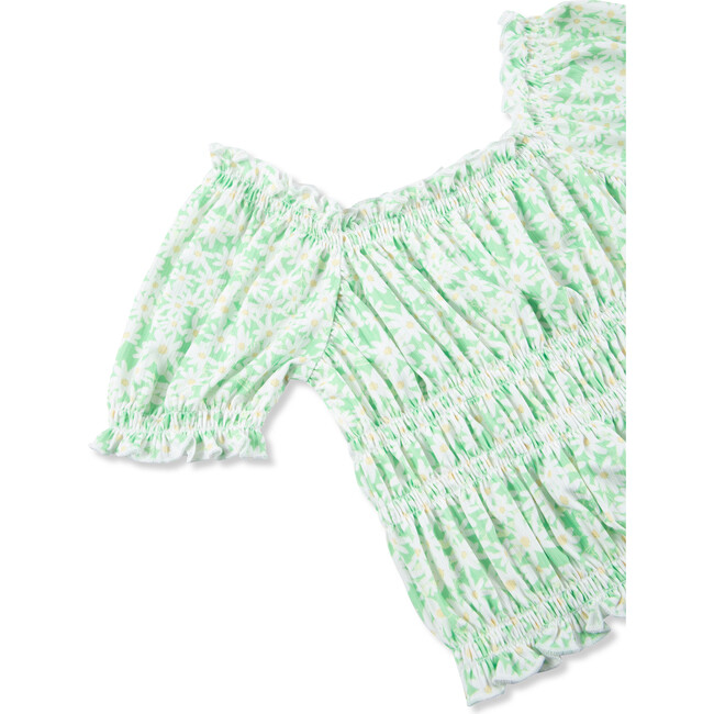 Ribbed Smocked Top, Green - Blouses - 3