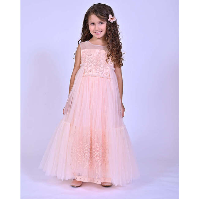 Embroidered Tulle Dress, Pink - Dresses - 2