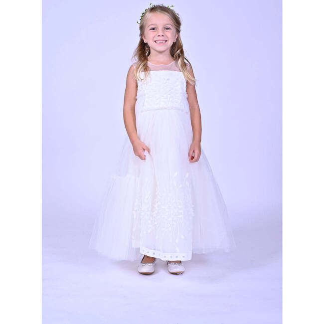 Embroidered Tulle Dress, White - Dresses - 2