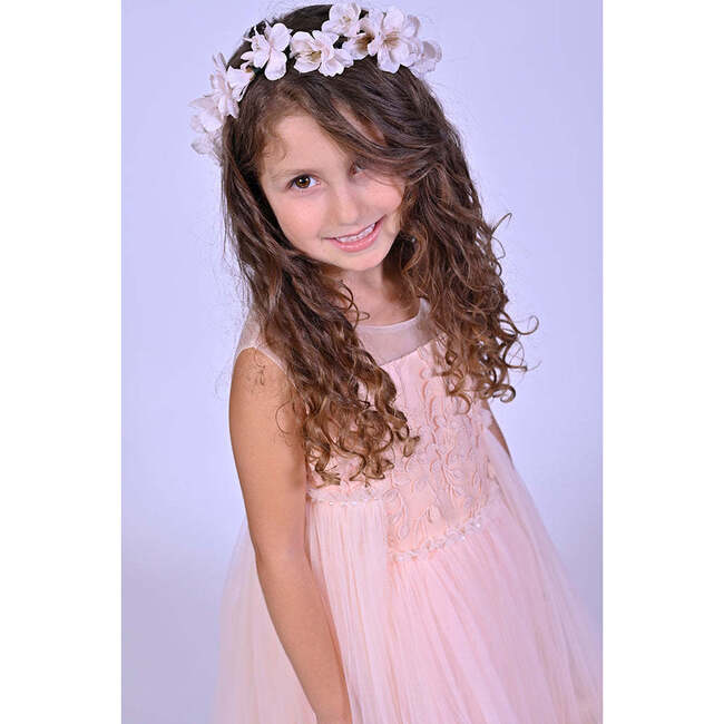 Embroidered Tulle Dress, Pink - Dresses - 3