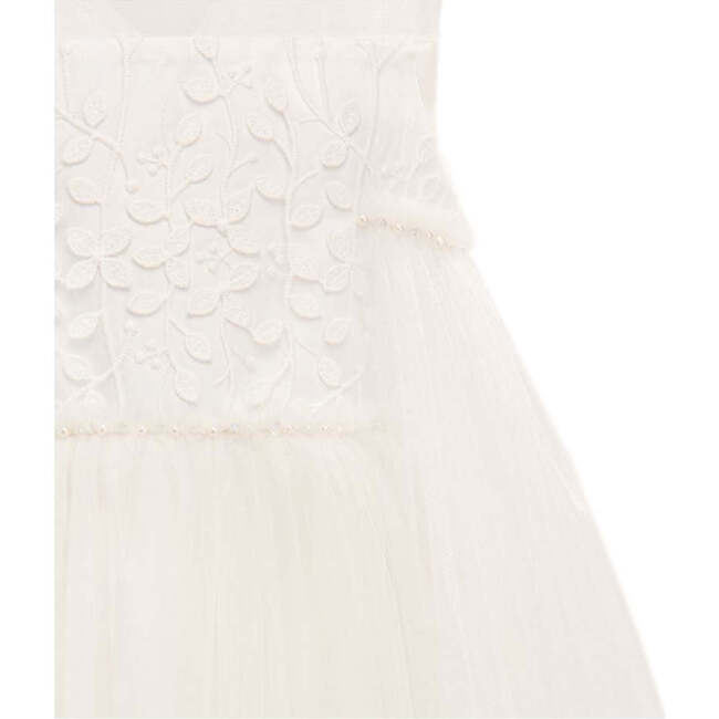 Embroidered Tulle Dress, White - Dresses - 5