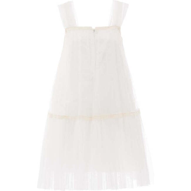 Square Tulle Overlay Dress, White - Dresses - 6