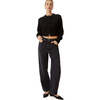 Women's Rita Ribbed Neck & Cuff Cropped Cardigan, Jet Black - Cardigans - 2