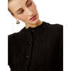 Women's Rita Ribbed Neck & Cuff Cropped Cardigan, Jet Black - Cardigans - 3