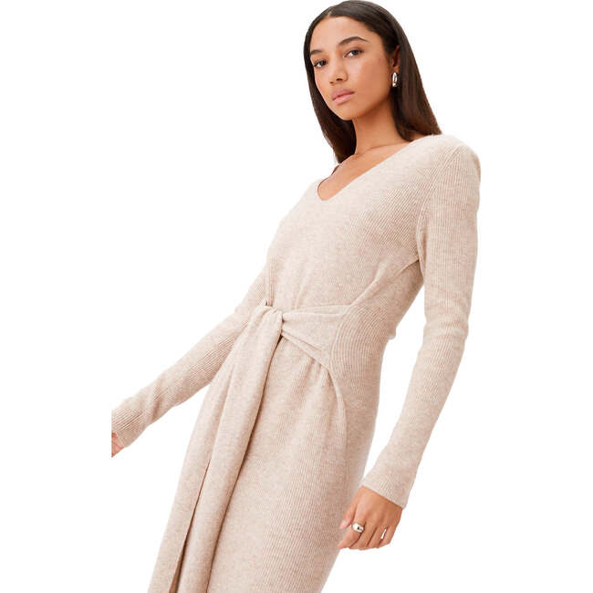 Women's Stevie Scalloped Edge Tie-Front Dress, Beige Melange - Dresses - 4