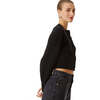 Women's Rita Ribbed Neck & Cuff Cropped Cardigan, Jet Black - Cardigans - 5