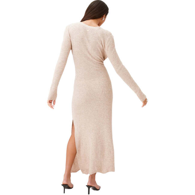 Women's Stevie Scalloped Edge Tie-Front Dress, Beige Melange - Dresses - 5