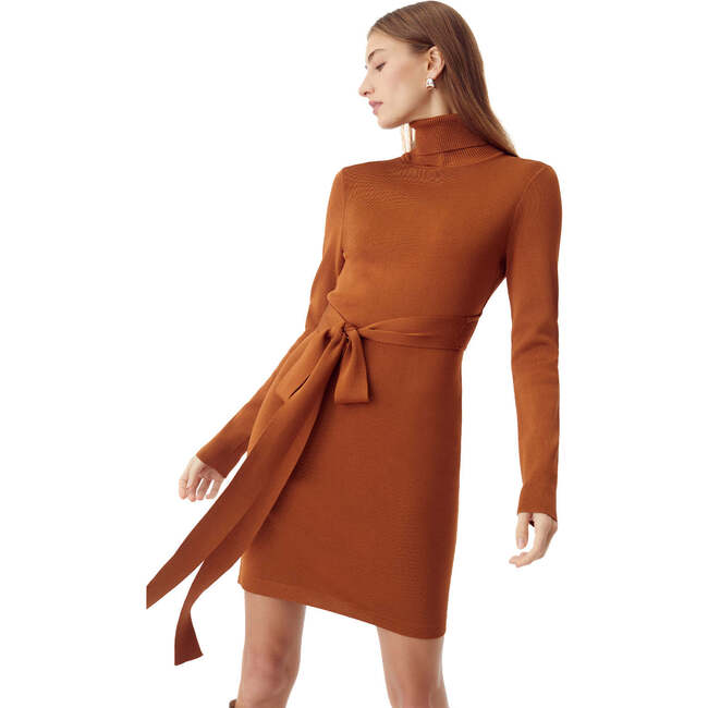 Women's Sofia Turtleneck Racer Mini Dress, Bronze - Toccin Dresses | Maisonette Women's Sofia Turtleneck Racer Mini Dress, Bronze - Toccin Dresses | Maisonette