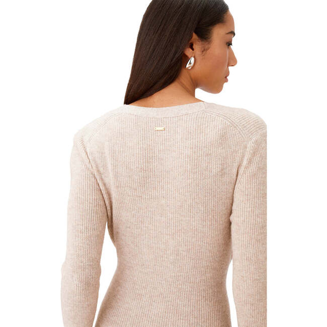Women's Stevie Scalloped Edge Tie-Front Dress, Beige Melange - Dresses - 6