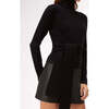 Women's Tie-Front Long Sleeve Turtleneck Sweater, Jet Black - Blouses - 5