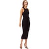 Women's Racer Knit Tie-Front Sleeveless Midi Dress, Jet Black - Dresses - 1 - thumbnail