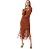 Women's Mila Long Sleeve Fringe Midi Dress, Bronze - Dresses - 1 - thumbnail