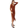 Women's Mila Long Sleeve Fringe Midi Dress, Bronze - Dresses - 2