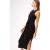 Women's Racer Knit Tie-Front Sleeveless Midi Dress, Jet Black - Dresses - 3