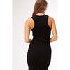 Women's Racer Knit Tie-Front Sleeveless Midi Dress, Jet Black - Dresses - 4