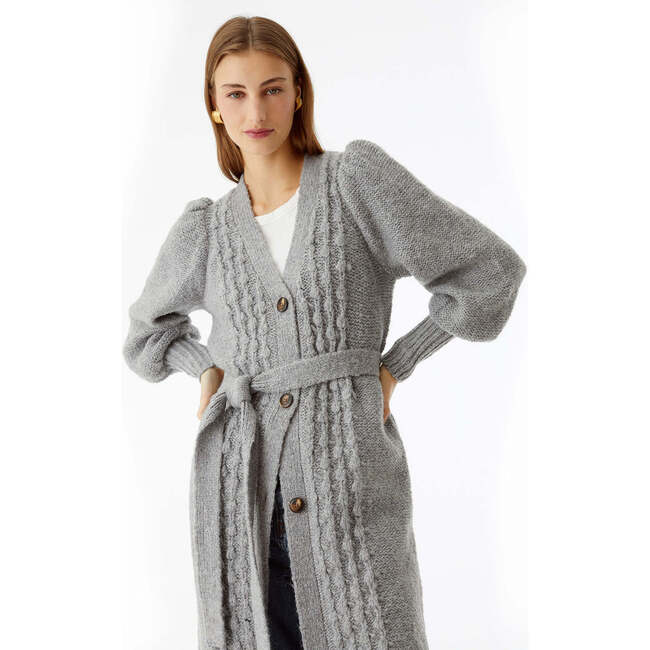 Women's Camille Popcorn Long Cardi Coat, Smoke Heather - Coats - 3