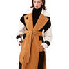 Women's Brandy Colorblock Trench Coat, Camel, Cream & Jet Black - Jackets - 4