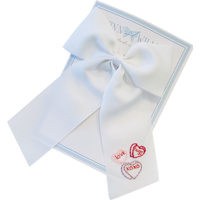 Candy Hearts Bow, White