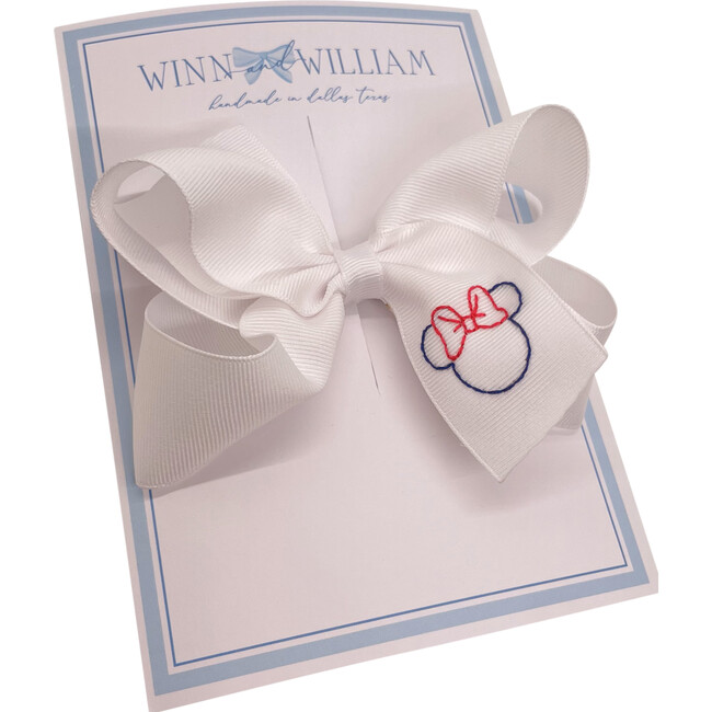 Via Classic Minnie Mouse Medium Bow, White - Hair Accessories - 1