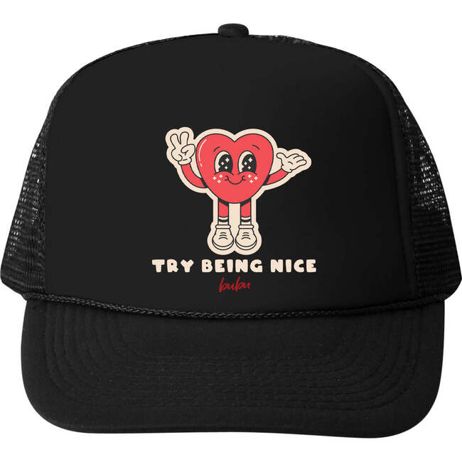 Try Being Nice Trucker Hat, Black