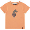 Hippo In Swim Trunks Graphic Print T-Shirt, Neon Orange - Tees - 1 - thumbnail