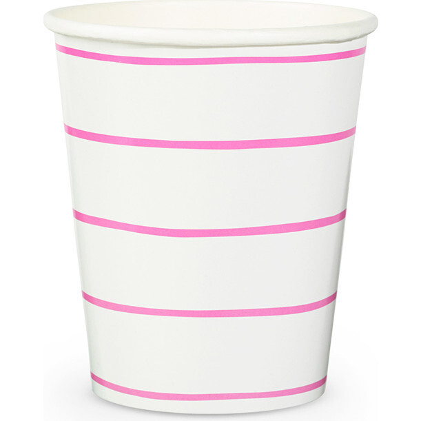 Cerise Frenchie Striped 9 oz Cups