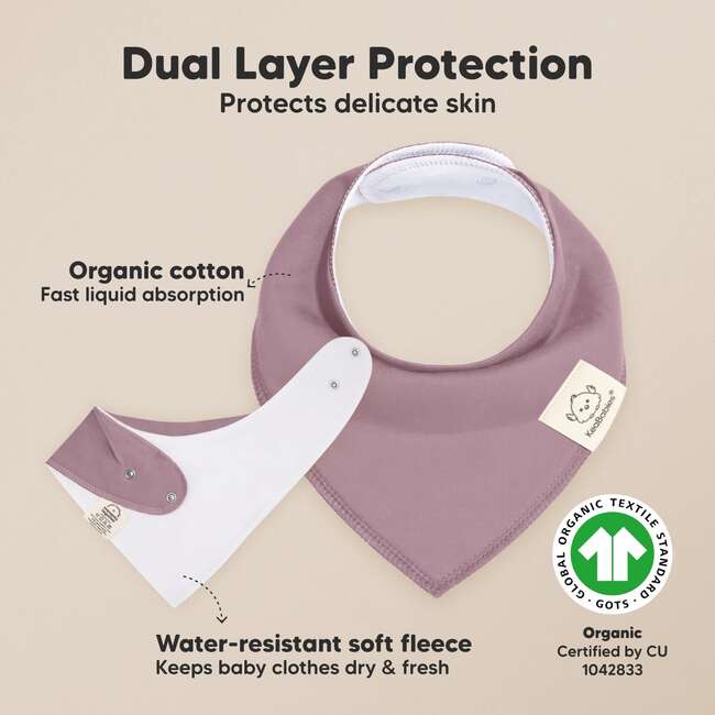 8-Pack Organic Baby Bandana Drool Bibs for Boys and Girls, Mauve - Bibs - 2