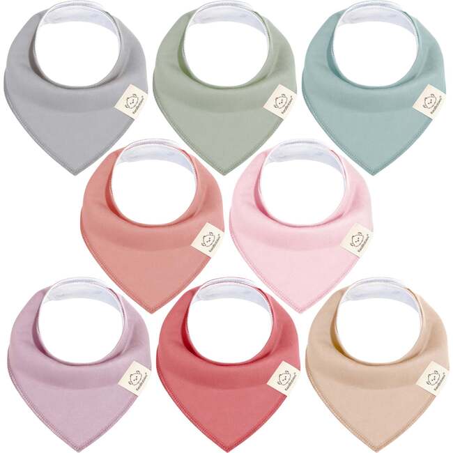 8-Pack Organic Baby Bandana Drool Bibs for Boys and Girls, Muted Pastel