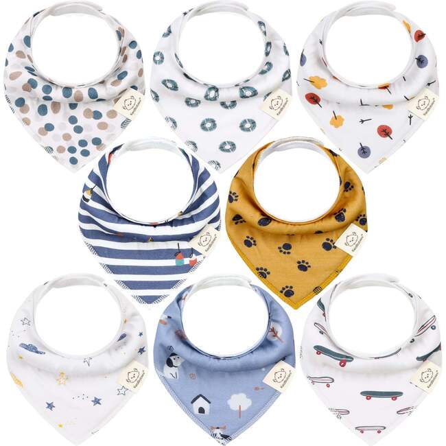 8-Pack Organic Baby Bandana Drool Bibs for Boys and Girls, Let Loose