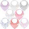 8-Pack Organic Baby Bandana Drool Bibs for Boys and Girls, Pink Dreams - Bibs - 1 - thumbnail