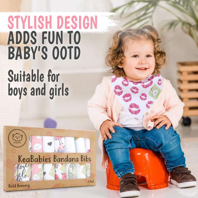 8-Pack Organic Baby Bandana Drool Bibs for Boys and Girls, Bold Bravery - Bibs - 5