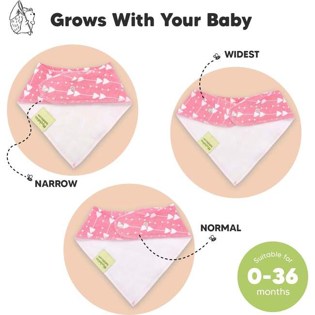 8-Pack Organic Baby Bandana Drool Bibs for Boys and Girls, Pink Dreams - Bibs - 3